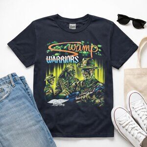 Vintage Y2K 3D Emblem Swamp Warriors Military Graphic T-Shirt